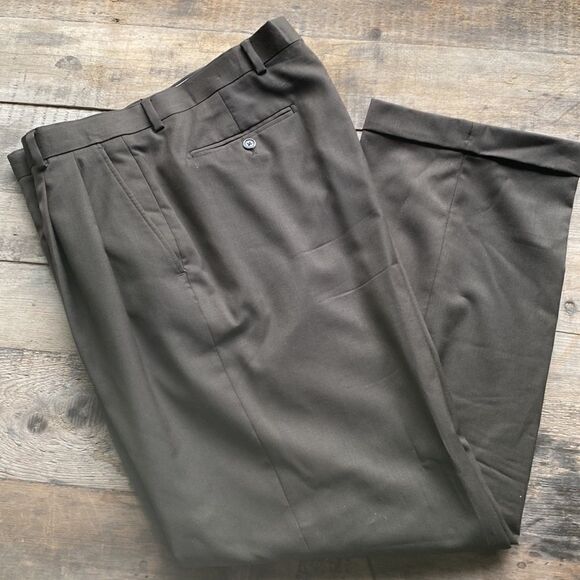 Tasso Elba Dress Slacks 36x34 brown wool and cashmere - Picture 1 of 7